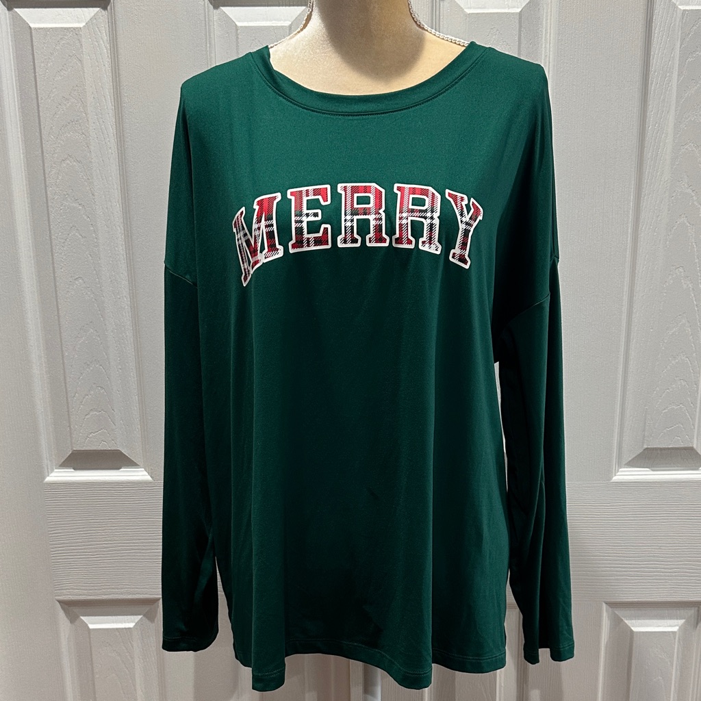 Green 'Merry' Long Sleeve Top Size Xl